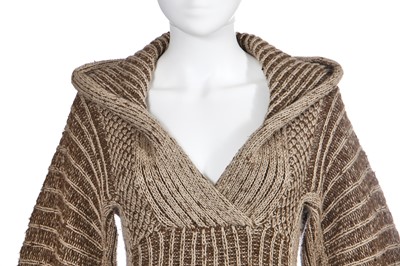 Lot 166 - A rare and early Issey Miyake brown wool and silk dress, Autumn-Winter 1975