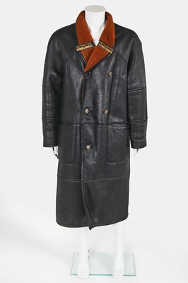 Lot 48 - A Marithé + François Girbaud men's black and brown shearling coat, circa 1987