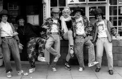 Lot 41 - A Vivienne Westwood men's printed cotton ensemble, 'Mini Crini' collection, Spring-Summer 1986