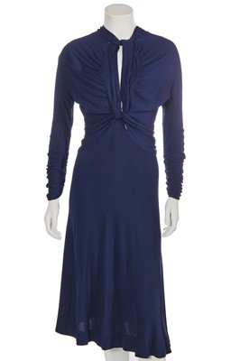 Lot 336 - A Maggy Rouff haute couture navy-blue silk crêpe cocktail dress, circa 1935