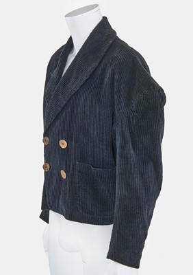 Lot 37 - A John Galliano navy jumbo cord jacket, 'The Ludic Game' collection Autumn-Winter, 1985-86
