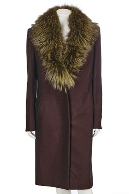 Lot 88 - A Gucci by Tom Ford maroon wool coat, Autumn-Winter 1997-98