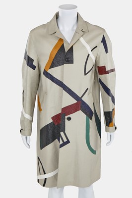 Lot 165 - A Burberry Prorsum by Christopher Bailey men's painted leather coat, Autumn-Winter 2014-15