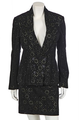 Lot 213 - An Azzedine Alaïa laser cut suede suit, late 80s-early 90s