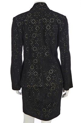 Lot 213 - An Azzedine Alaïa laser cut suede suit, late 80s-early 90s