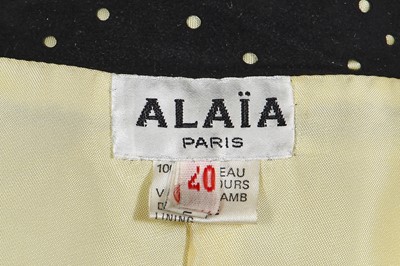 Lot 213 - An Azzedine Alaïa laser cut suede suit, late 80s-early 90s