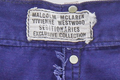 Lot 25 - A Pair of Westwood/McLaren Sex Originals/Seditionaries blue cotton drill trousers circa 1975