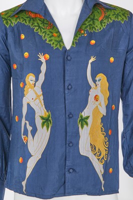 Lot 22 - An Erté men's limited edition printed slubbed silk 'Adam and Eve' shirt, 1971