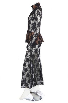 Lot 313 - A Biba black lace evening ensemble, 1969