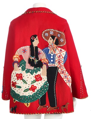 Lot 328 - A Mexican-style red felt appliqué jacket, 1950