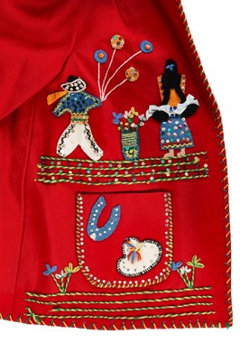 Lot 328 - A Mexican-style red felt appliqué jacket, 1950