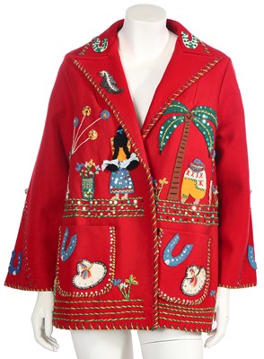 Lot 328 - A Mexican-style red felt appliqué jacket, 1950