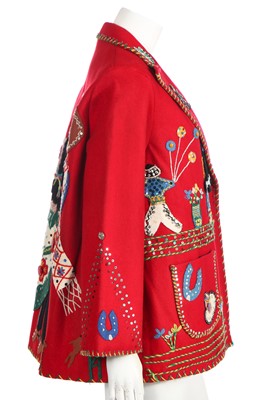 Lot 328 - A Mexican-style red felt appliqué jacket, 1950