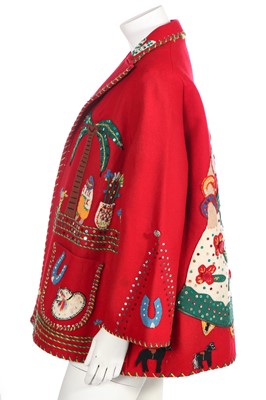Lot 328 - A Mexican-style red felt appliqué jacket, 1950