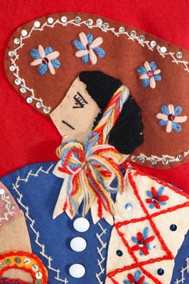 Lot 328 - A Mexican-style red felt appliqué jacket, 1950