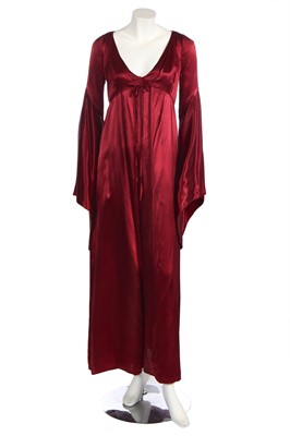 Lot 314 - A Biba maroon satin evening gown and coat, late 1960s