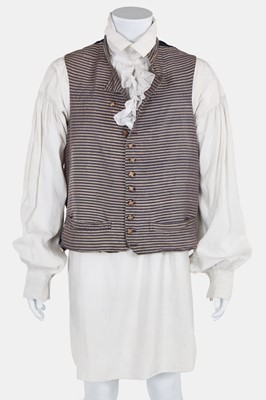 Lot 4 - A gentleman's blue and silver striped silk waistcoat, 1790-1800