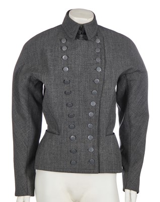 Lot 157 - An Azzedine Alaïa double-breasted grey wool blend jacket, Autumn-Winter 1987-88