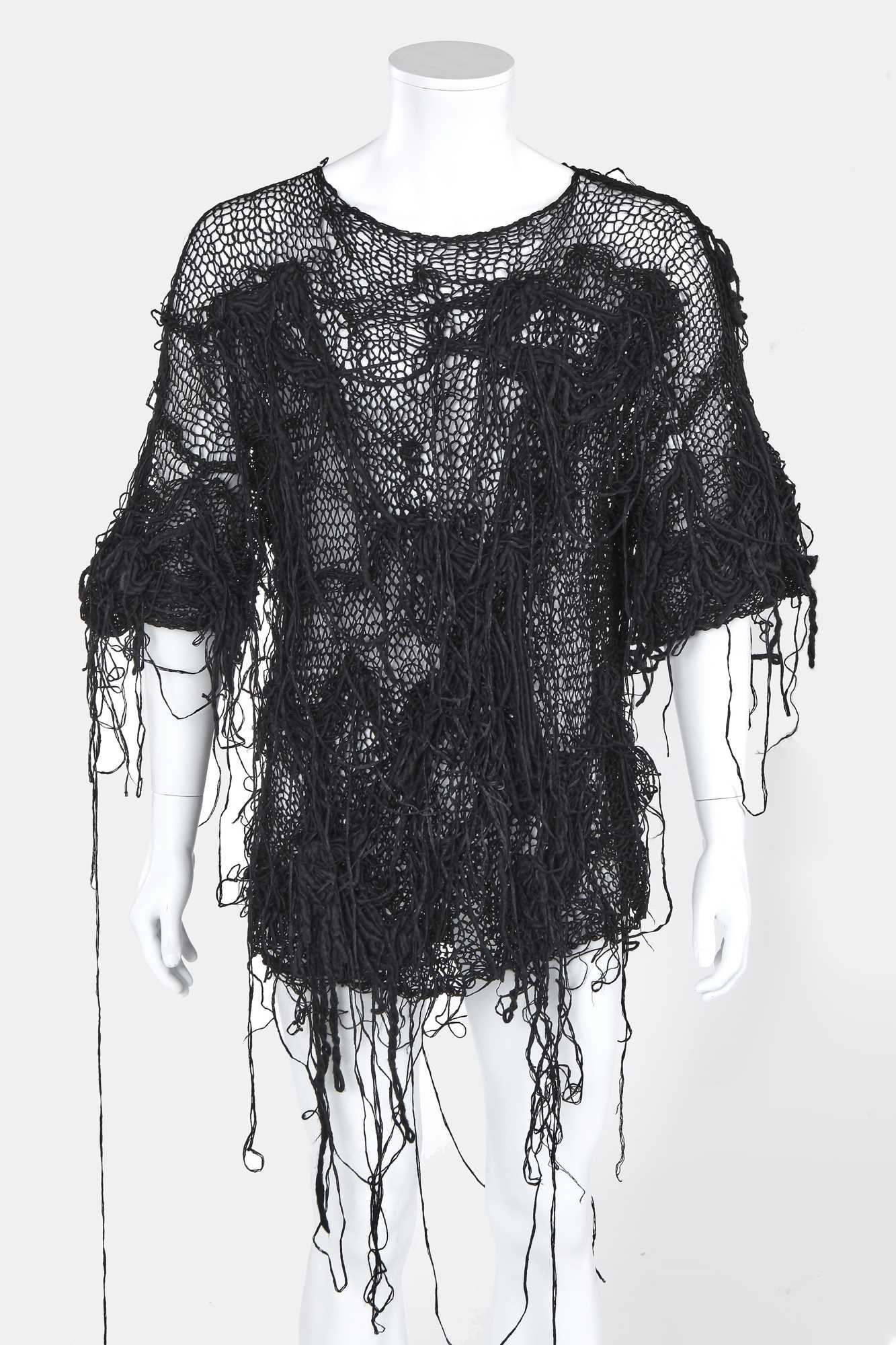 Click for high resolution Lot 35 - An important early Comme des Garçons black tousled knit tunic, Spring-Summer 1984