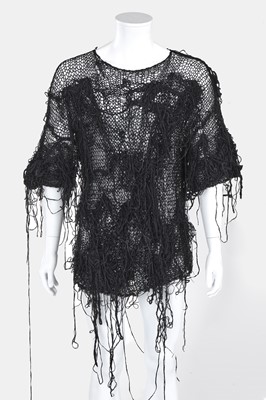 Lot 35 - An important early Comme des Garçons black tousled knit tunic, Spring-Summer 1984