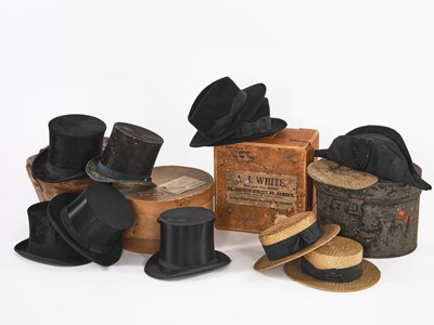 Lot 9 - A group of gentlemen's hats, mid 19th-early 20th century
