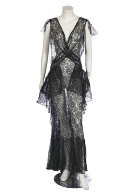 Lot 382 - A group of black lace dresses, 1930s