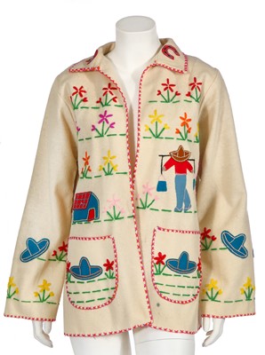 Lot 329 - A Mexican white felt appliqué jacket, late 1940s