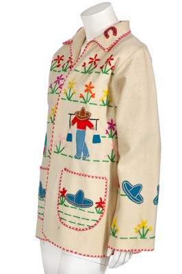 Lot 329 - A Mexican white felt appliqué jacket, late 1940s