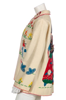 Lot 329 - A Mexican white felt appliqué jacket, late 1940s