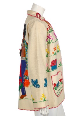 Lot 329 - A Mexican white felt appliqué jacket, late 1940s