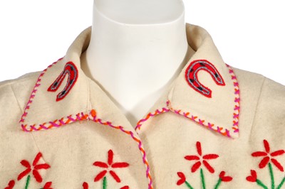 Lot 329 - A Mexican white felt appliqué jacket, late 1940s