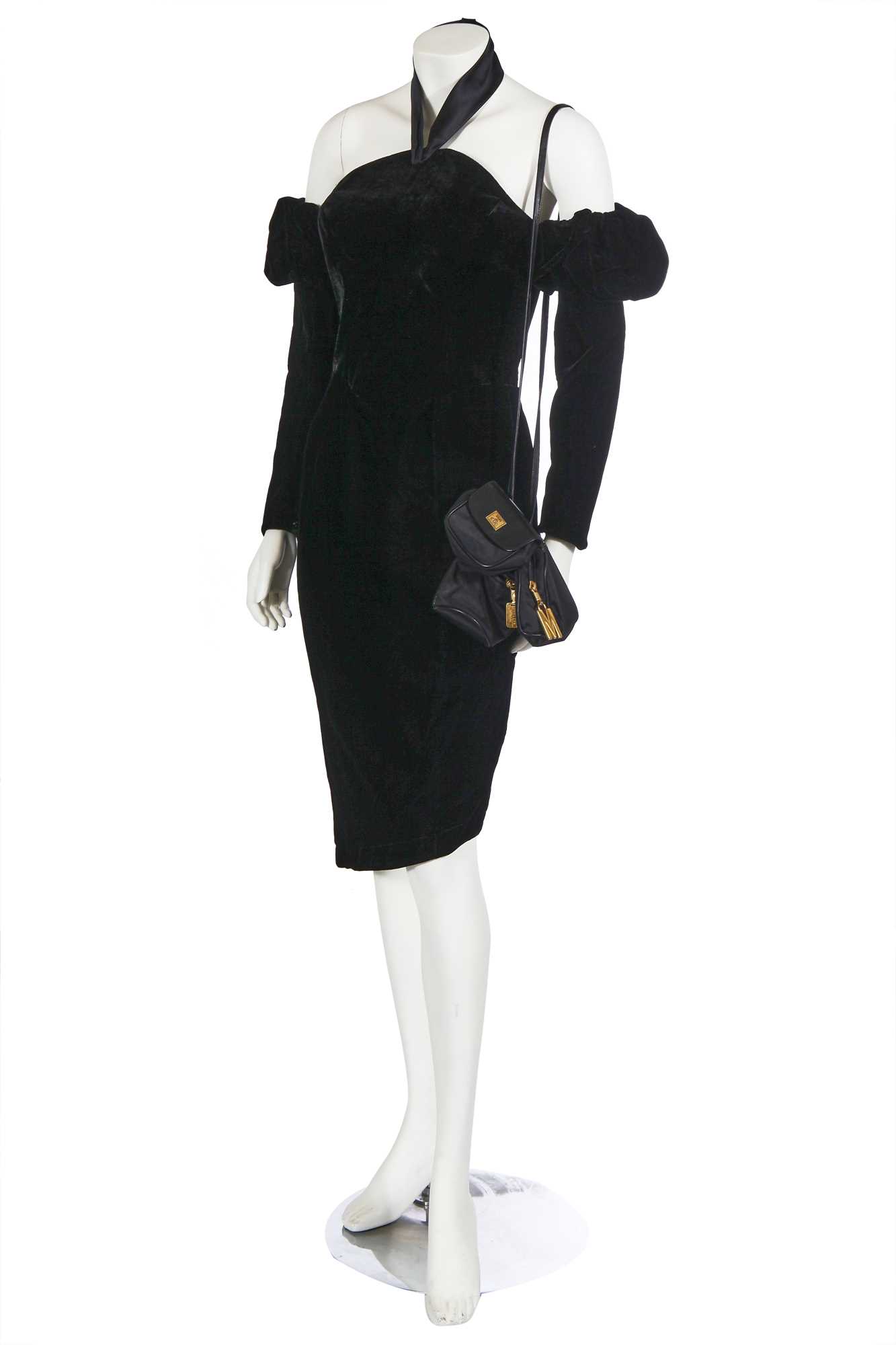 Lot 223 - A Thierry Mugler black velvet dress,  mid-1980s