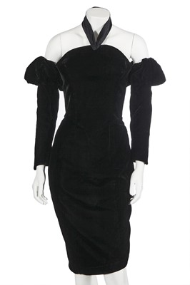 Lot 223 - A Thierry Mugler black velvet dress,  mid-1980s