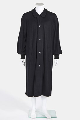 Lot 44 - A Comme des Garçons black jersey 'Staff' coat, Autumn-Winter 1986-87