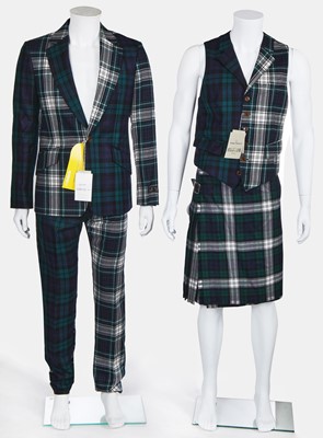 Lot 164A - A Vivienne Westwood men's asymmetric green tartan wool ensemble, Autumn-Winter 2012-13