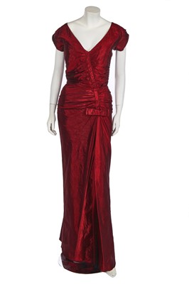 Lot 68 - A Christian Dior by John Galliano burgundy silk evening dress, pre-collection 2006