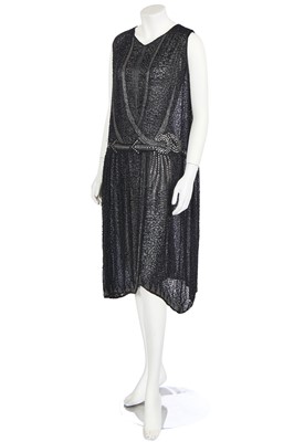 Lot 369 - A black beaded flapper dress, circa 1928