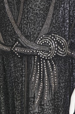 Lot 369 - A black beaded flapper dress, circa 1928