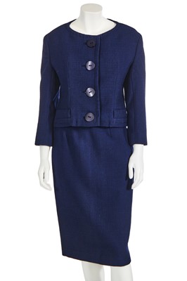 Lot 307 - A Christian Dior London blue wool suit, early 1960s