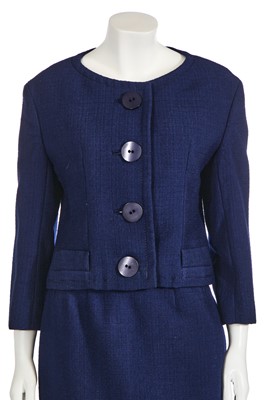 Lot 307 - A Christian Dior London blue wool suit, early 1960s