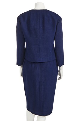Lot 307 - A Christian Dior London blue wool suit, early 1960s