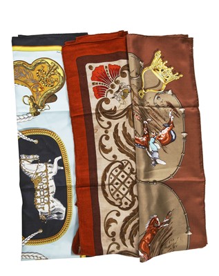 Lot 32 - A group of Hermès equestrian themed silk scarves