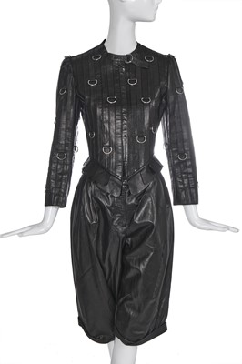 Lot 145 - An Alexander McQueen black leather studio sample jacket 'Irere' collection, Spring-Summer 2003