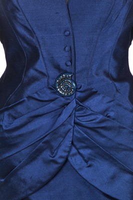 Lot 171 - A Thierry Mugler blue slubbed silk cocktail suit, circa 1995