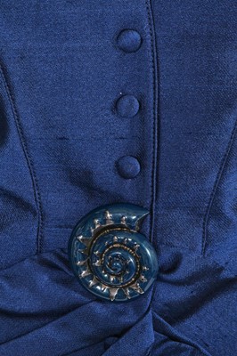 Lot 171 - A Thierry Mugler blue slubbed silk cocktail suit, circa 1995