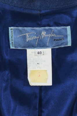 Lot 171 - A Thierry Mugler blue slubbed silk cocktail suit, circa 1995