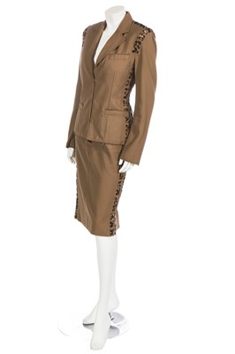 Lot 85 - An Yves Saint Laurent by Tom Ford khaki skirt suit, Spring-Summer 2002
