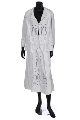 Lot 401 - A white cotton walking suit, 1916-1918