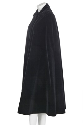 Lot 248 - A Christian Dior London black velvet evening cloak, circa 1970