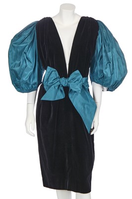 Lot 185 - An Yves Saint Laurent black velvet cocktail dress, circa 1984